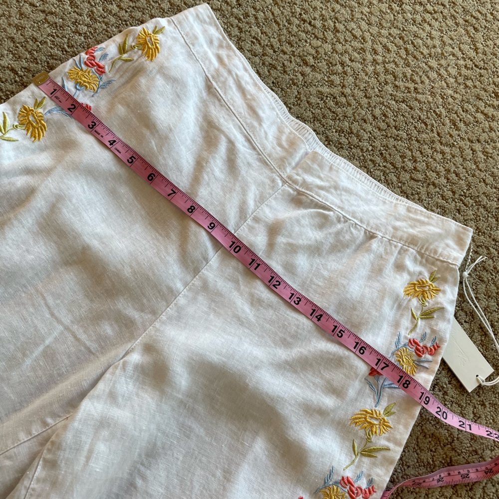 Calypso St. Barth embroidered white 100% linen pants - Picture 10 of 11